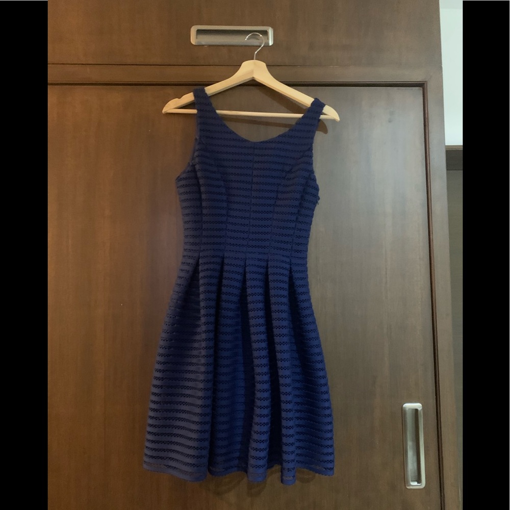 AQUA blue fit and flare dress